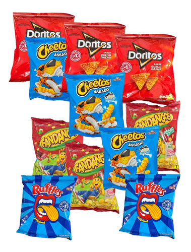 100 Un Mini Elma Chips Doritos + Fandangos + Cheetos Caixa