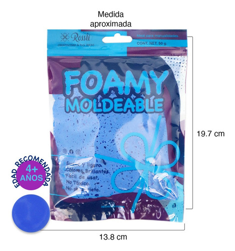 Foamy Moldeable Paquete Con 12 Piezas 50grm Cada Uno Turquesa
