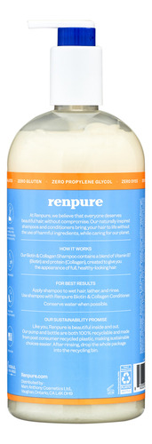 Renpure Biotina & Collageno Shampoo 950ml.