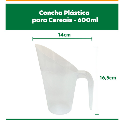 Kit 40 Conchas Plásticas Para Cereais, Grãos, Temperos 600ml