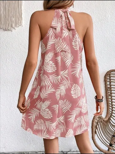 Vestido Corto Casual Estampado Estilo Tropical Teffy