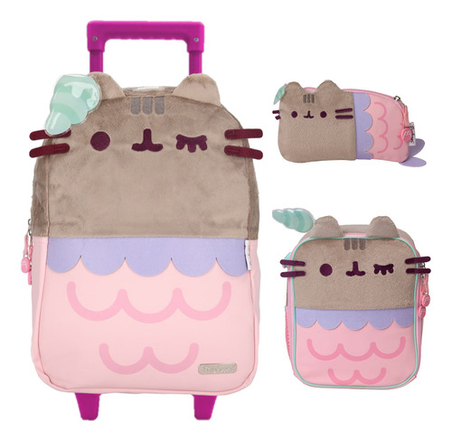 Kit De Mochila Lonchera Y Lapicera Pusheen Primaria Vs7104