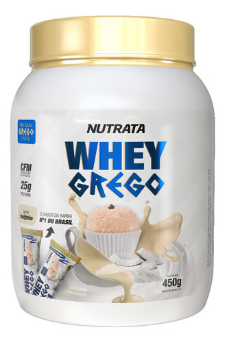 Suplemento em pó Nutrata  Grego Whey Grego whey proteins Whey Grego sabor  beijinho em pote de 450mL