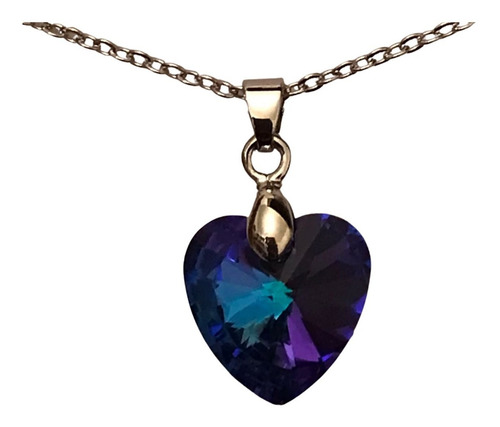 Imagen 1 de 4 de Collar Cadena Mujer + Dije Cristal Corazón 10mm Collares