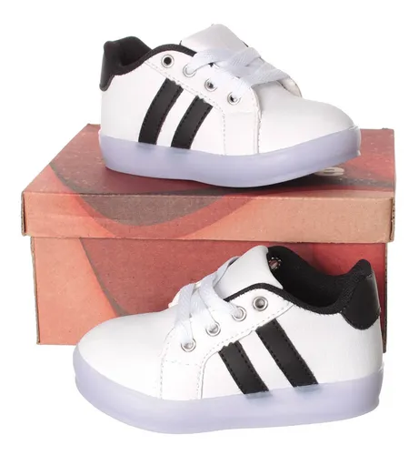 Tenis Led Infantil Masculino Branco Ou Preto Promo o