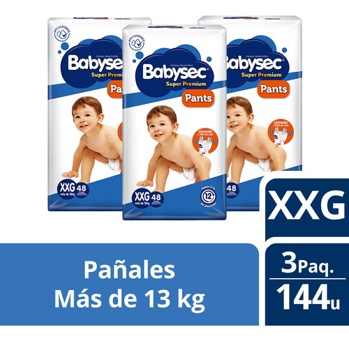 3 Paquetes Pants Babysec Super Premium 144 Un Talla Xxg
