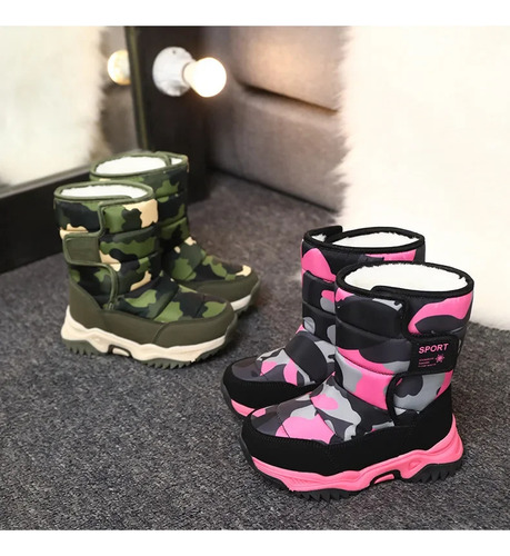 Botas De Nieve De Camuflaje Impermeables Cálidas Para Invier