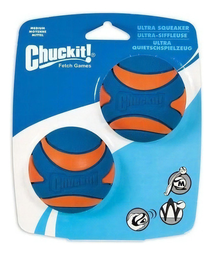 Bolinha P/ Cachorro Chuckit Ultra Squeaker M - Pack Com 2