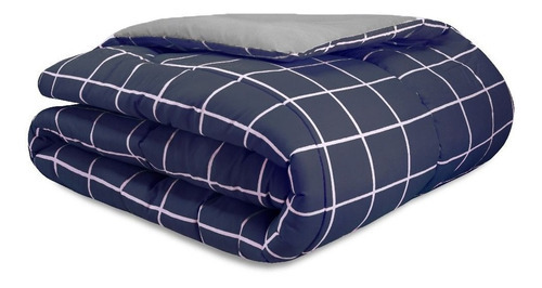 Capa Duvet King Estampado 150 Fios Para Edredom Essencialle Cor 54 - Grid Marinho