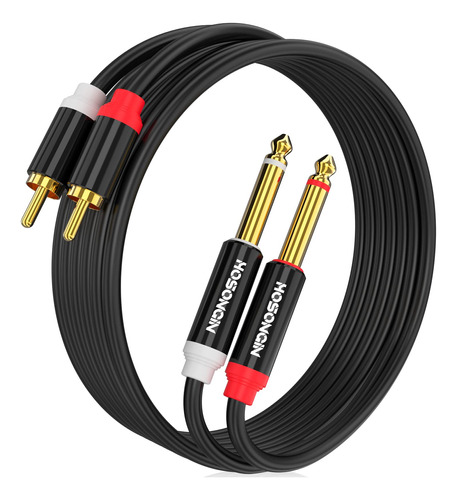 Hosongin Cable De Audio Estéreo Doble Ts A 2 Rca Macho De 1/
