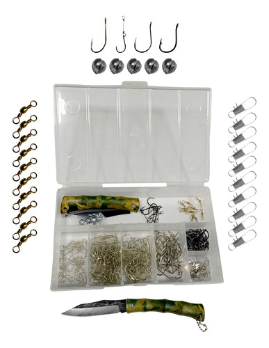 Kit De Pesca Com 318 Anzóis + Snap + Girador Ofertão