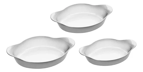  Marinex Opaline Oval Branca De Vidro Forno E Micro-ondas 
