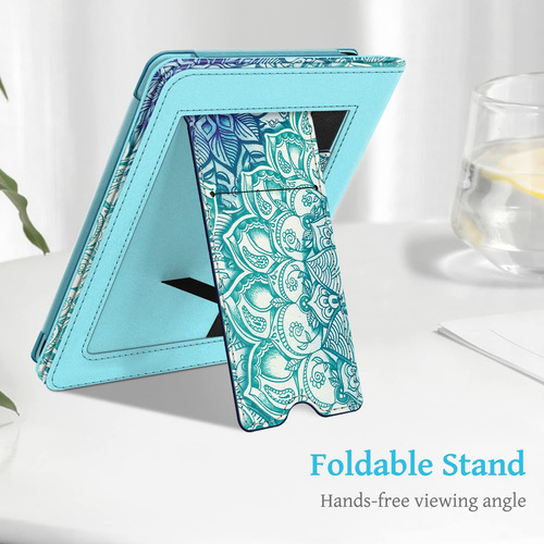 Funda Para Kindle Paperwhite De Cuero Pu, Diseño Mandala Azul