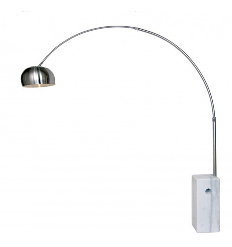 Lámpara De Pie Grande Candil Arco Goal Regulable Con Base De Marmol 68kg Color de la estructura Blanco Color de la pantalla Platil