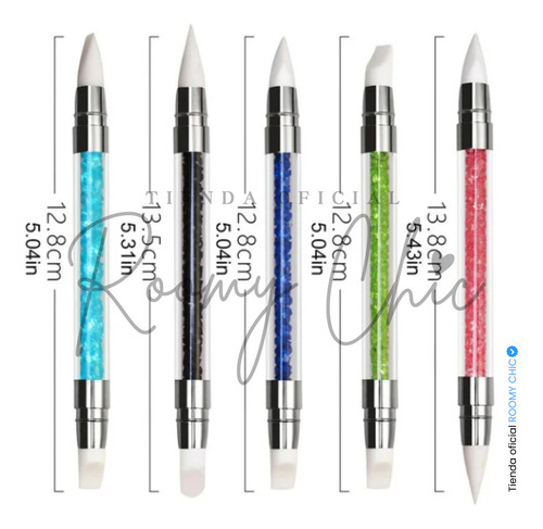 Kit De 5 Pinceles Silicon 5 Punteros Para Arte De Las Uñas
