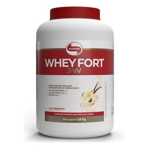 Whey Fort 3w 1,8kg Zero Açucar Vitafor Custo Beneficio