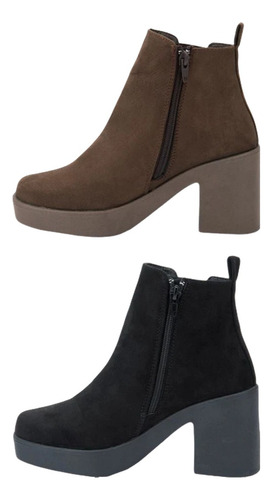 Botines Para Mujer Tacón Cómodo Kit 2 Pares 1109606