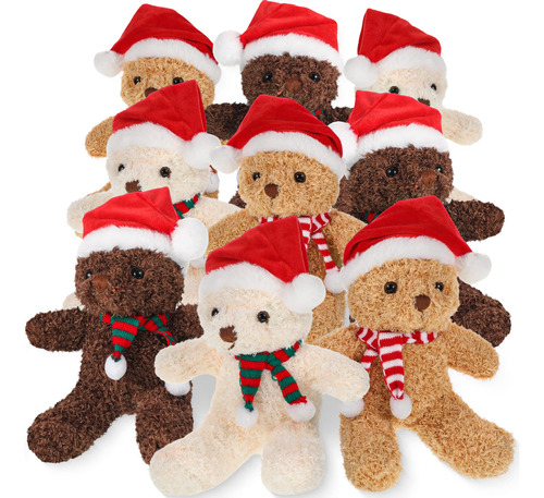 9 Piezas De Oso De Navidad De 9 Pulgadas, Juguetes De Peluc.