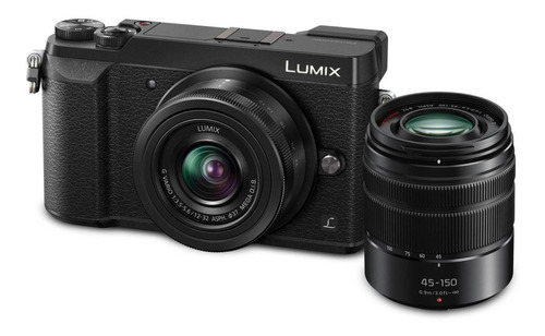 Panasonic Lumix Kit GX85 + lente 12-32mm + lente 45-150mm DMC-GX85W sin espejo color  negro