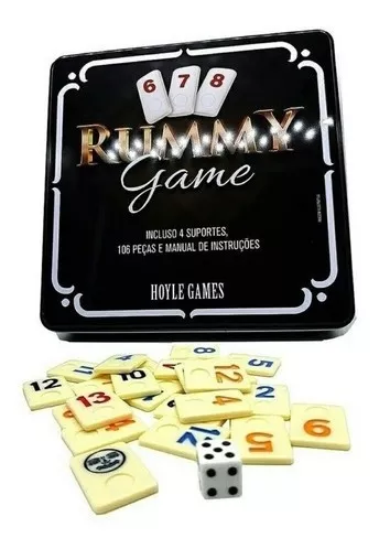 Jogo Rummy Hoyle Games 106 Peças Jogo de Tabuleiro Rummikub Original Com 4  Suportes e Estojo Lata - Jogos de Tabuleiro - Magazine Luiza