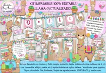 Comprar Kit Imprimible Candy Bar Llama 100% Editable