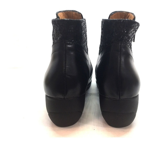 Bota De Cuero Cómodo Para Damas Modelo 2446/negro