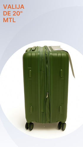 Valija Carry On 20 Pulgadas Mtl Abs Rígida Color Verde Militar Ruedas Dobles 360° Liviana Resistente Equipaje De Mano Diseño Moderno Candado Tsa Organización Eficiente Viajes Negocios Placer Reforzada