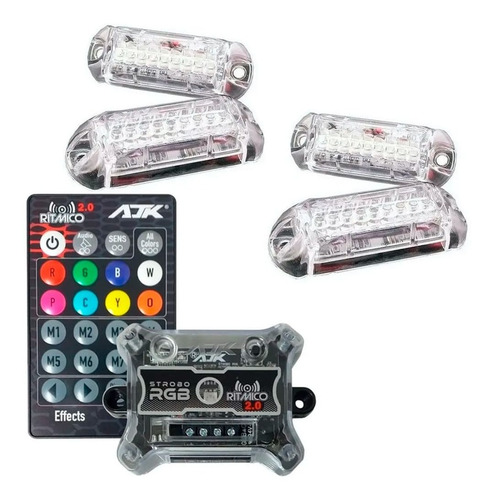 Imagem 10 de 10 de Strobo Ajk Rítmico Rgb Controle Ir 3° Geração 4 Faróis Led