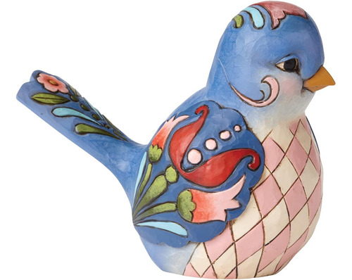 Jim Shore Hwc Pájaro Azul De La Felicidad Azul Floral Pájaro