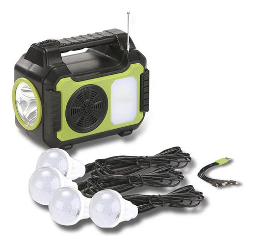 Mini Sistema Solar Radio4 Focos Linterna Power Bank Mor-8072