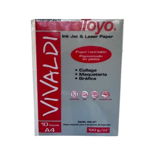 Papel Toyo Vivaldi 120 Grs A4 X10 Hj Colores