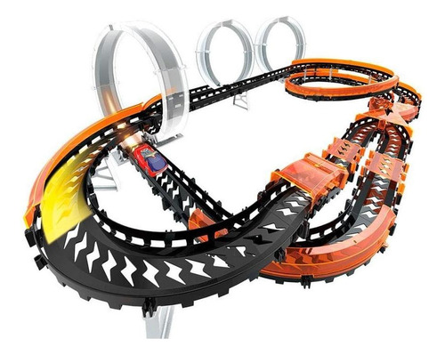 Pista Wave Racers Mega Match Raceway Loop Com Carros - Fun Cor Preto