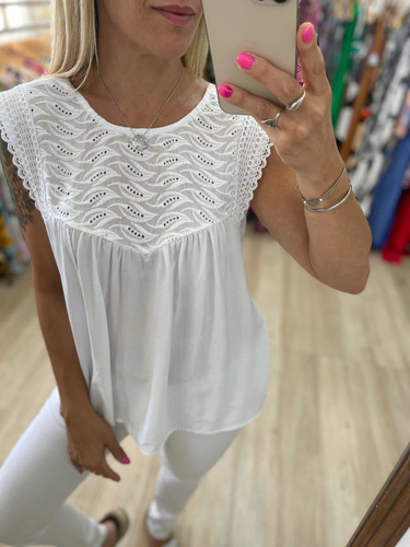 Blusa Con Broderie Mujer The Big Shop