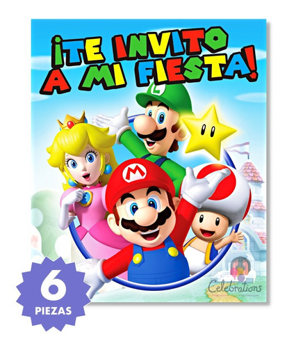 Invitación Sin Sobre Mario Bros Artículo Fiesta - Mar0h1