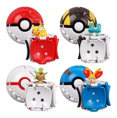 Pokebola Nuevo Modelo + 5 Mini Pokefigura