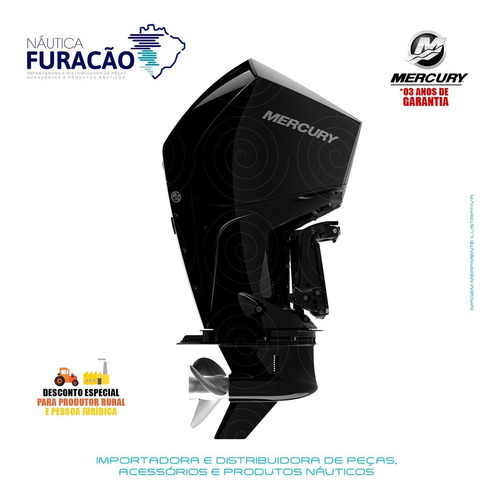 Motor De Popa Mercury 4 Tempos 300hp Xl V8 Mecânico Preto