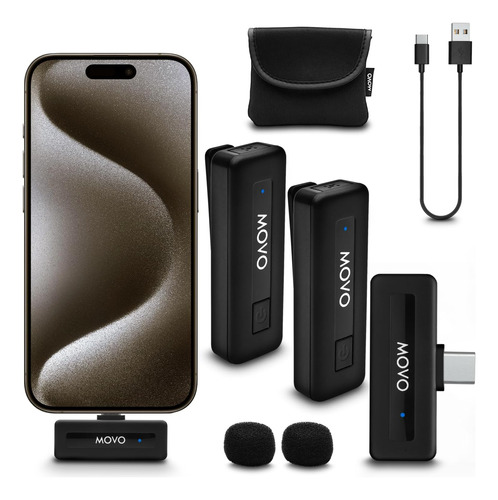 Movo Wireless Mini Usb-c Duo Micrófono Inalámbrico Para Ipho