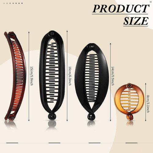 12 Pinzas Para El Pelo Tipo Banana, Peines Y Soportes Para C
