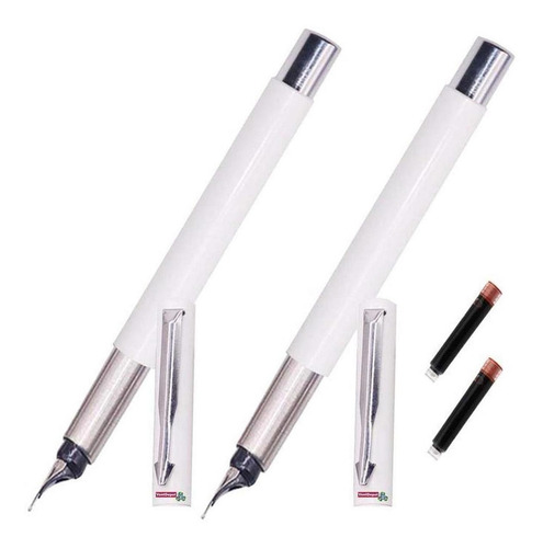 Bolígrafo Tipo Fuente Rellenable, Mxhvo-008, 2pzas, 0.5mm, 5 Tinta Café Exterior Café
