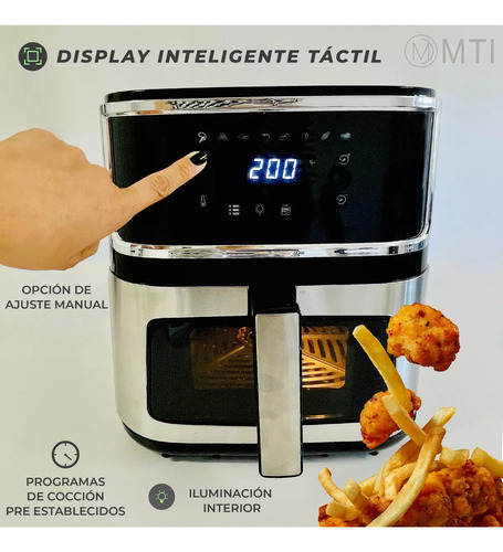 Freidora De Aire Mti Air Fryer Sin Aceite 9l 1800w Saludable