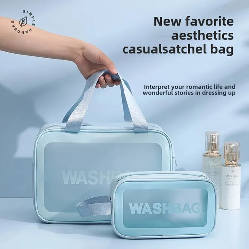 Bolsa De Maquillaje Impermeable De Doble Capa, Partición Por
