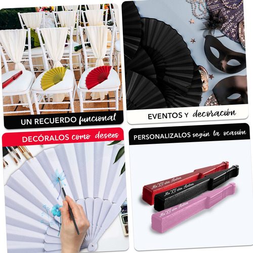 Valo Concept 12 Abanicos Plegables De Mano De Tela Lisos Color Turquesa