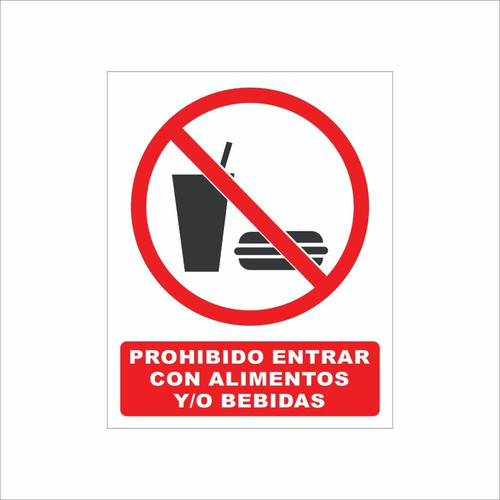 Señalamiento Prohibido Entrar Con Alimentos 5 Pzas 20x25cm