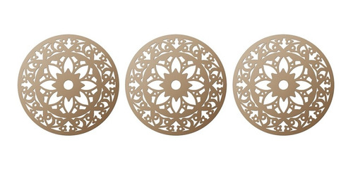 Trio Mandalas Mdf 6mm Cru Escultura De Parede - 40 Cm