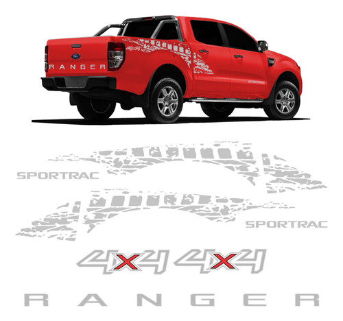 Faixa Ranger Sportrac 2018 Lateral/traseiro Prata + Emblemas