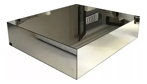 Mesa Espelhada De Centro  Reta Tampo Lapidada Com 120x60x30