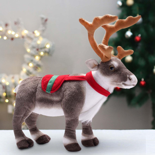 Muñeco De Peluche Navideño Con Forma De Reno Suave Con Cuern