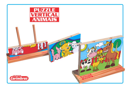Imagem 2 de 9 de Brinquedo Educativo Madeira Quebra Cabeça Animais