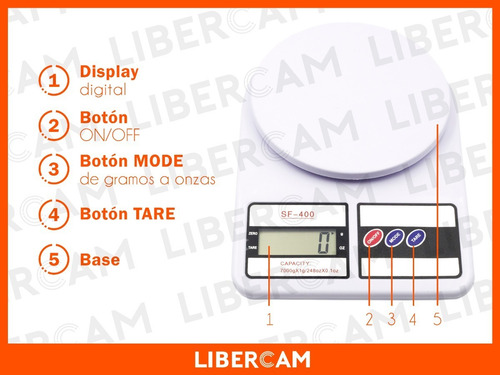 Imagen 5 de 7 de Balanza Alimentos Cocina Digital Hasta 10 Kg Alta Precision Color Blanco