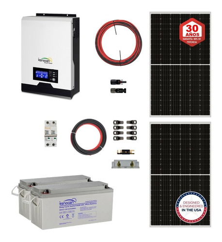 Kit Energía Solar Inversor Cargador 2kw 3,2kwh Día Renogen